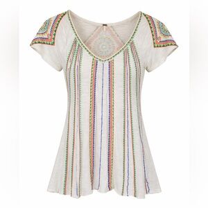 Free People Boho festival beaded V-Neck Women's Top - Size small
